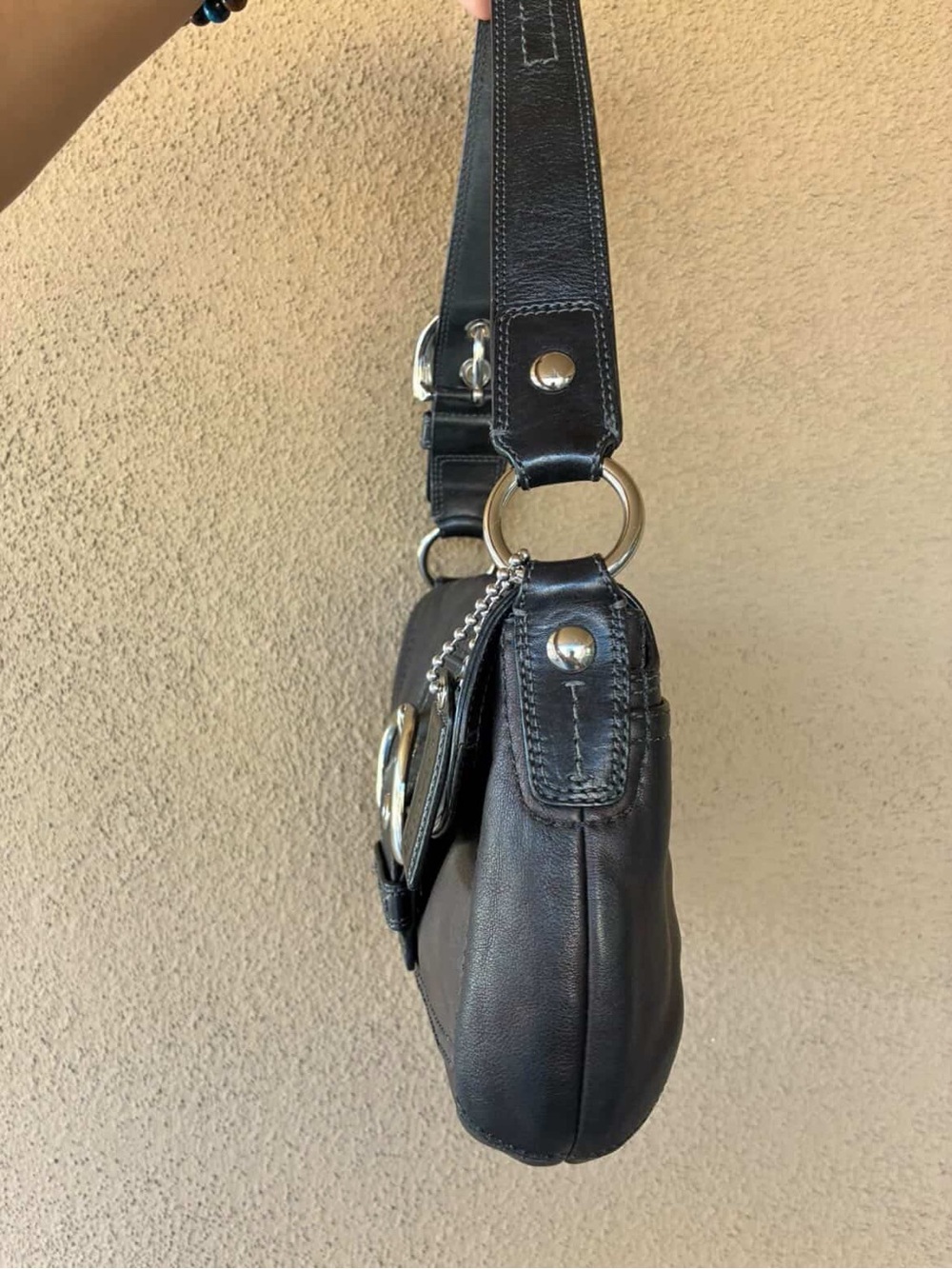 Black Shoulder Bag with Silver Buckle & Hangtag - Picture 4 of 13